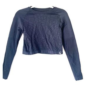 Gym long sleeve crop black workout stretchy